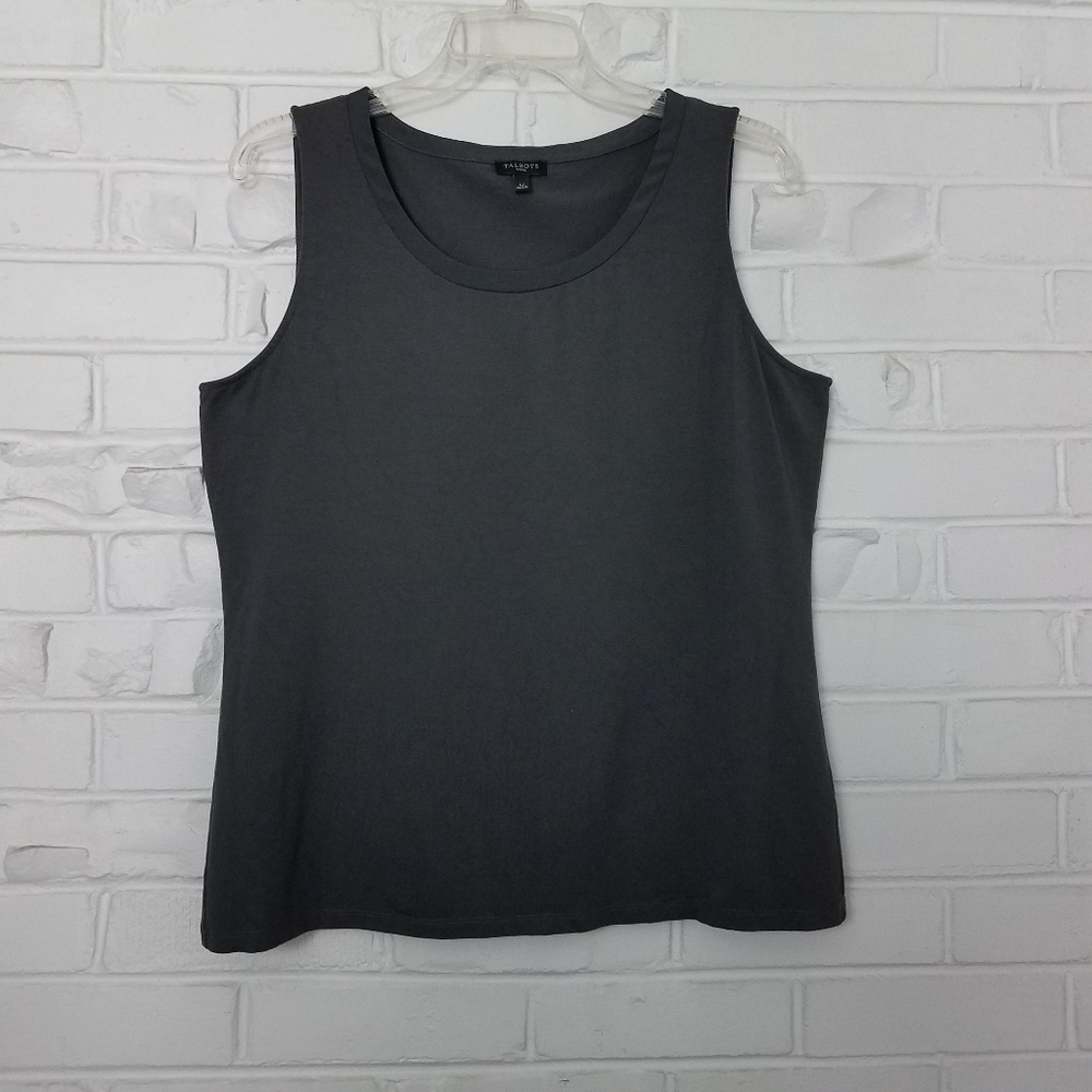 Talbots PETITES Career Knit Tank Charcoal Gray LP